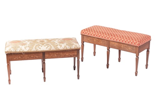 Lot A pair of Edwardian marquetry inlaid mahogany...