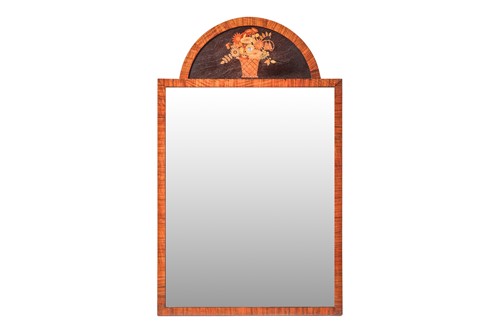 Lot An Edwardian marquetry inlaid arch-topped wall...