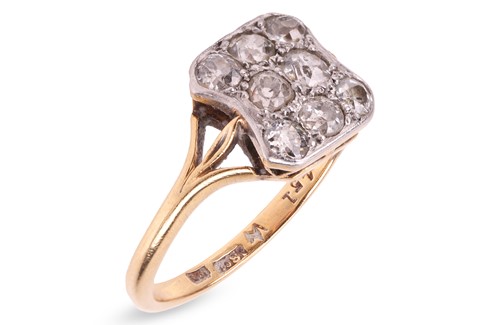 Lot A diamond-set panel ring, the cinched...