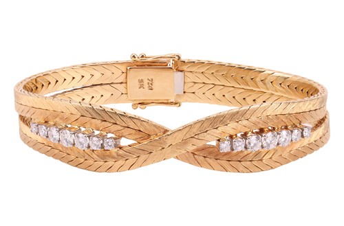 Lot A diamond-set bracelet, composed of two...