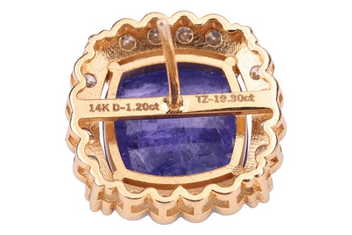 Lot A pair of tanzanite and diamond cluster...