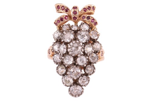 Lot 18 - A diamond and ruby cocktail ring, in the form...