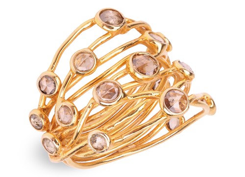 Lot A dress ring set with rose-cut diamonds, band...