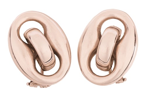 Lot 111 - A pair of anchor link earrings, each...