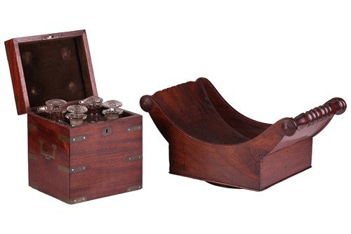 Lot A George III mahogany cheese coaster, fitted...