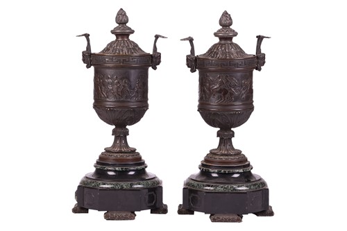 Lot Pair of large 19th-century bronzed alloy...