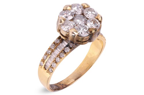 Lot A CZ cluster ring, daisy head composed of...