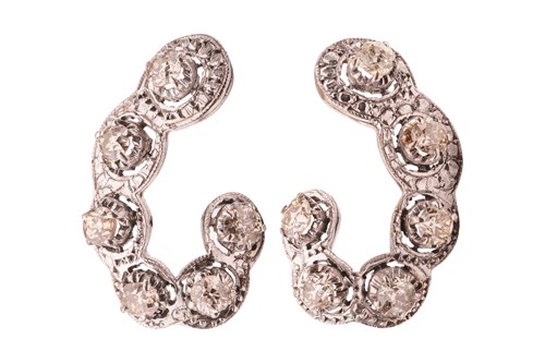 Lot A pair of earrings set with old-cut diamonds,...