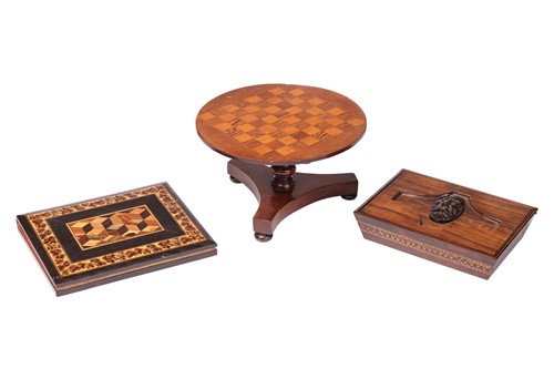 Lot A 19th-century Tunbridgeware inlaid folder,...