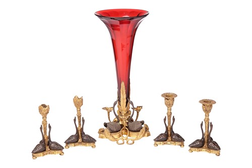Lot A large ormolu and patinated bronze...