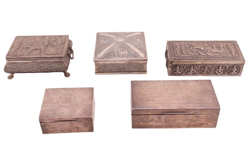 Lot 74 - A Sri Lankan silver square table box with a...