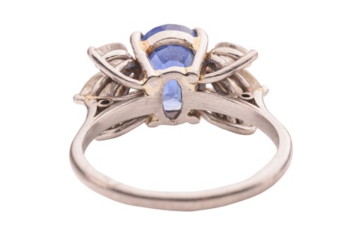 Lot An unheated Ceylon sapphire and diamond dress...