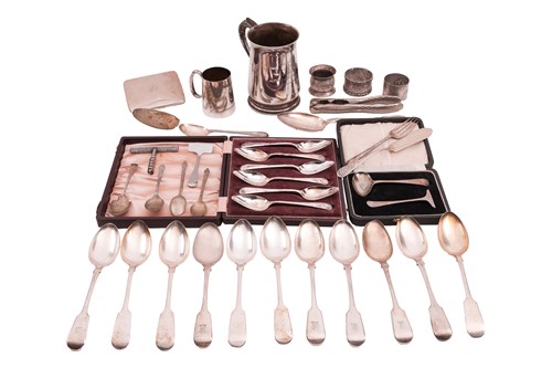 Lot 85 - A heavy gauge silver tankard with a...