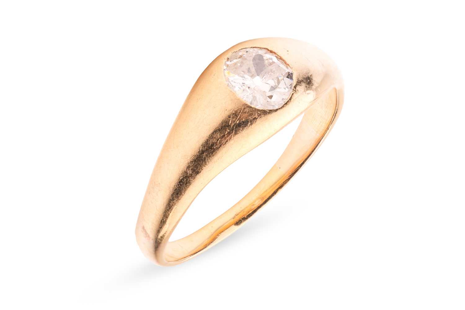 Lot 7 - A diamond-set gypsy ring, centred with an