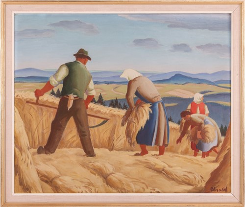 Lot 64 - Max Unold (German 1885-1964) Harvesting signed...