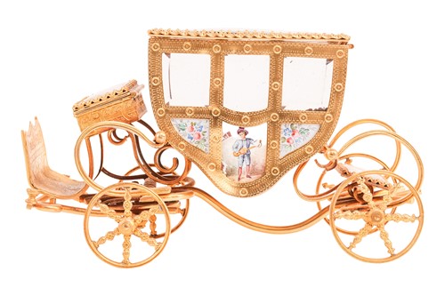 Lot 419 - A Viennese ormolu and hard enamel horse-drawn...