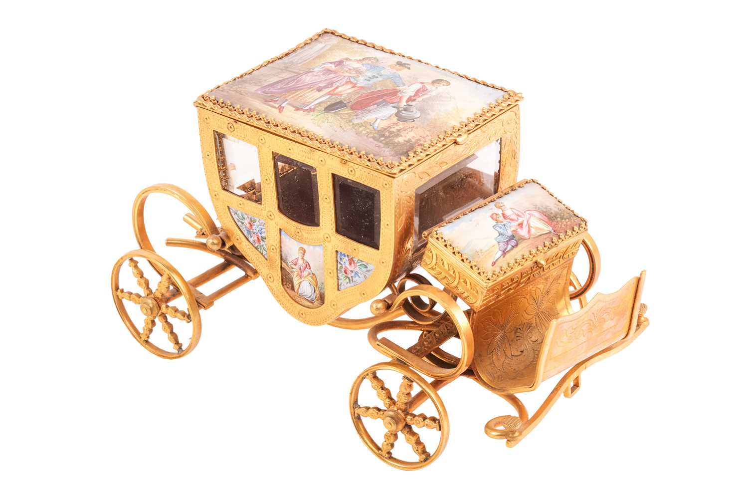Lot 419 - A Viennese ormolu and hard enamel horse-drawn...