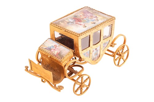 Lot 419 - A Viennese ormolu and hard enamel horse-drawn...
