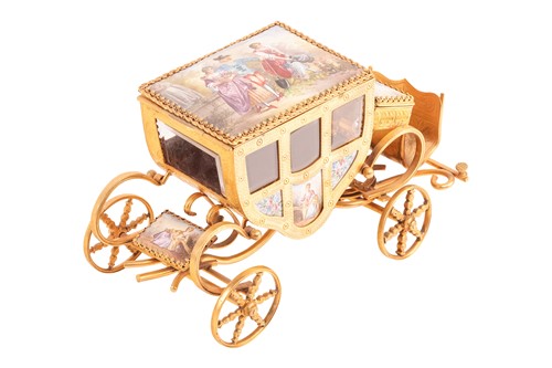 Lot 419 - A Viennese ormolu and hard enamel horse-drawn...