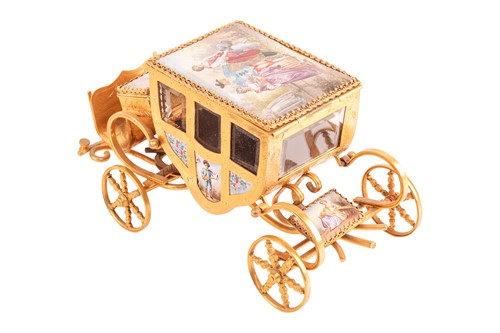 Lot 419 - A Viennese ormolu and hard enamel horse-drawn...