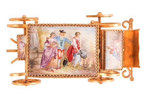 Lot 419 - A Viennese ormolu and hard enamel horse-drawn...