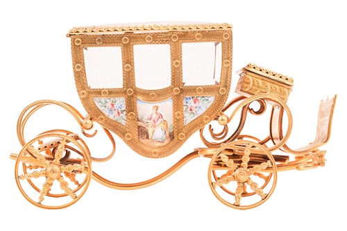 Lot 419 - A Viennese ormolu and hard enamel horse-drawn...