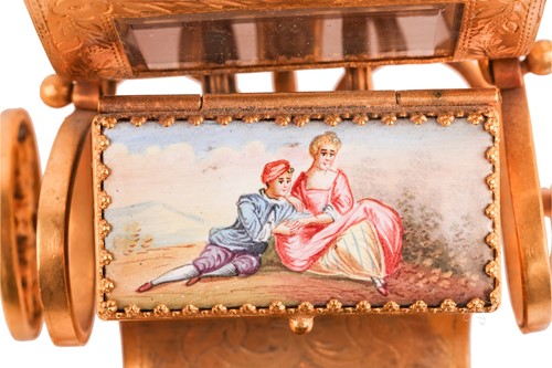 Lot 419 - A Viennese ormolu and hard enamel horse-drawn...