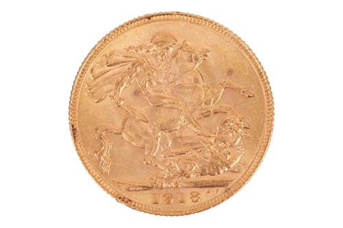 Lot 51 - A 1918 George V full sovereign, Melbourne mint,...