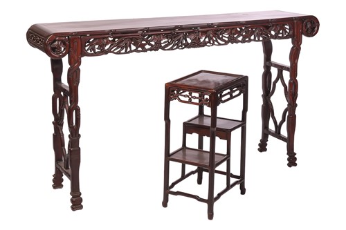 Lot 48 - A Chinese hardwood large altar table, with...
