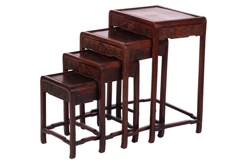 Lot 50 - A quartetto of Chinese Jichimu panelled...