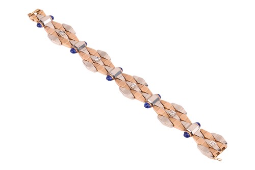 Lot A gem-set tri-toned bracelet, circa 1940s,...