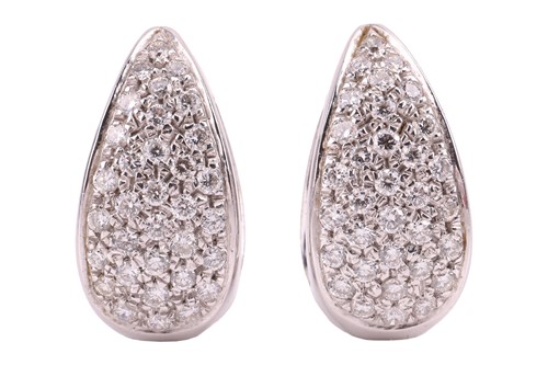 Lot 122 - A pair of diamond-set hoop earrings, the...