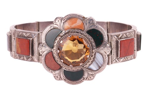 Lot 274 - A Victorian Scottish agate bracelet, the...