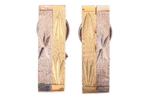 Lot 35 - A two-tone omega chain bracelet with a pair of...