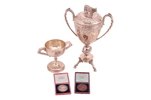 Lot 447 - A Victorian agricultural silver trophy cup and...