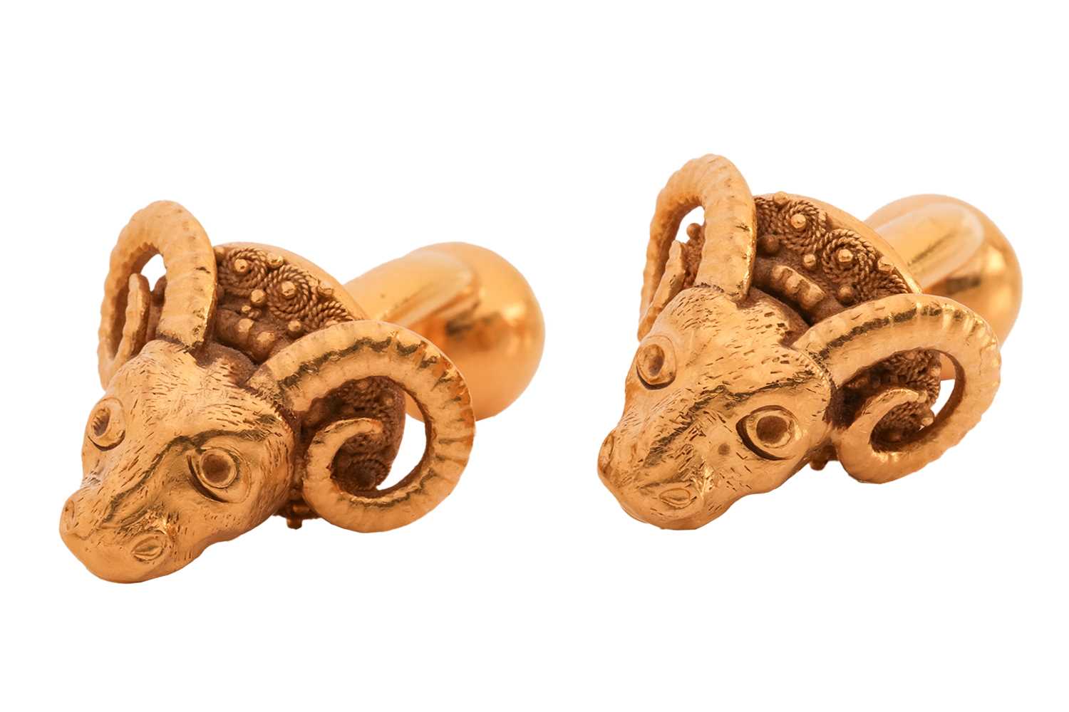 Lot Ilias Lalaounis - a pair of ram head cufflinks,...