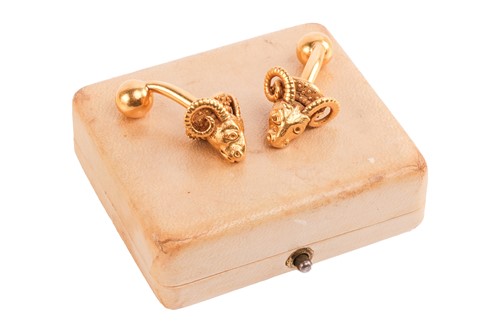 Lot Ilias Lalaounis - a pair of ram head cufflinks,...