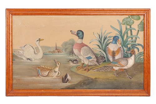 Lot 19 - British School (19th century), Wildfowl by a...