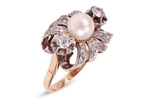 Lot 159 - A diamond and pearl-set cocktail ring, of...