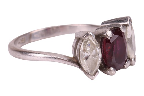 Lot A ruby and diamond-set ring, composed of an...