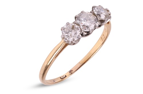 Lot 253 - A three-stone diamond-set ring, comprised of...