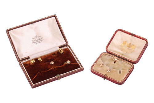 Lot 41 - Two Victorian cased gentleman’s dress sets, of...