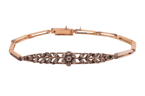 Lot 25 - A diamond-set bracelet of foliate design,...