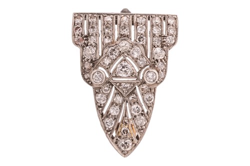 Lot An Art Deco-style diamond-set brooch, the...