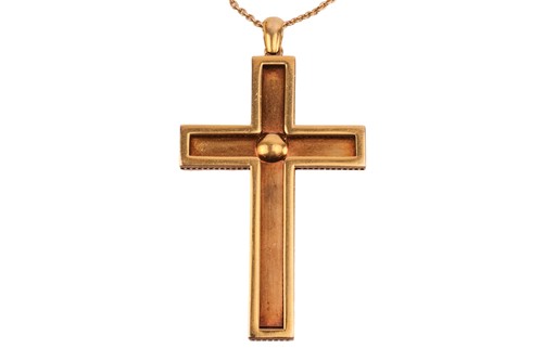 Lot 8 - A gem-set cross pendant on chain, the cross...