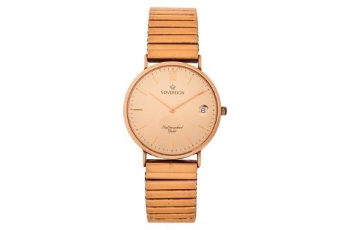 Lot 355 - Sovereign 9ct Gold Wristwatch Bezel: Smooth...
