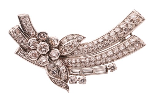 Lot 12 - A diamond-set floral spray brooch, in the form...
