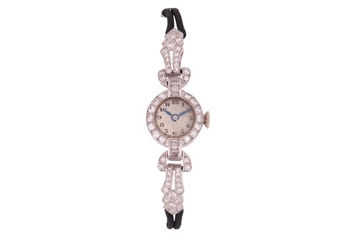 Lot 393 - An Art Deco Diamond-Set Cocktail Watch...