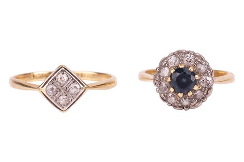 Lot 240 - Two rings; comprising a sapphire and...