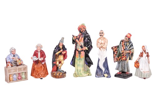 Lot A collection of seven Doulton figures,...
